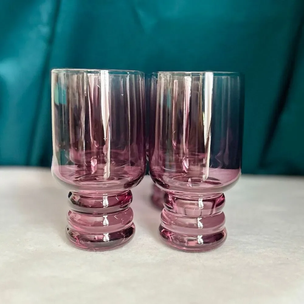 Set of 4 Lexi Cafe Glass in Blackberry Purple